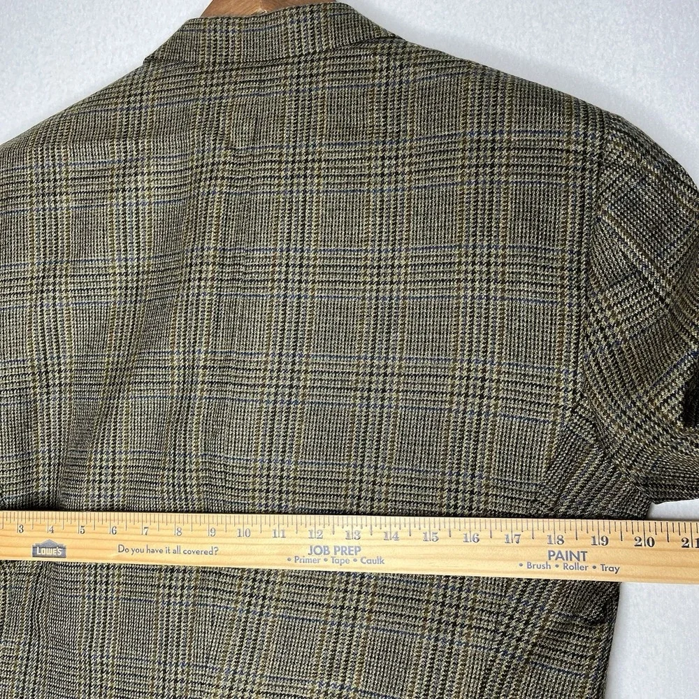 Vintage Burberry London 100% Wool Plaid Blue Brown jacket blazer 40R Luxury